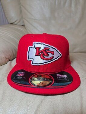 🏈Deadstock All Red Y2K New Era Kansas City Chiefs 59Fifty Fitted Hat ALL SIZES
